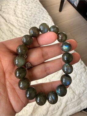 Natural Gray Moonstone Beaded Bracelet with Blue Flash perfect for DIY